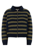 Miu Miu Women's Embroidered Wool Blend Cardigan in Navy