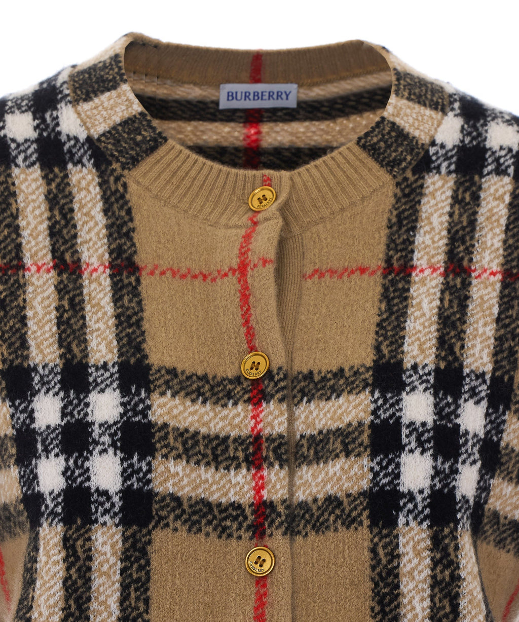 Burberry Women's Check Cashmere Cardigan in Beige - view 4