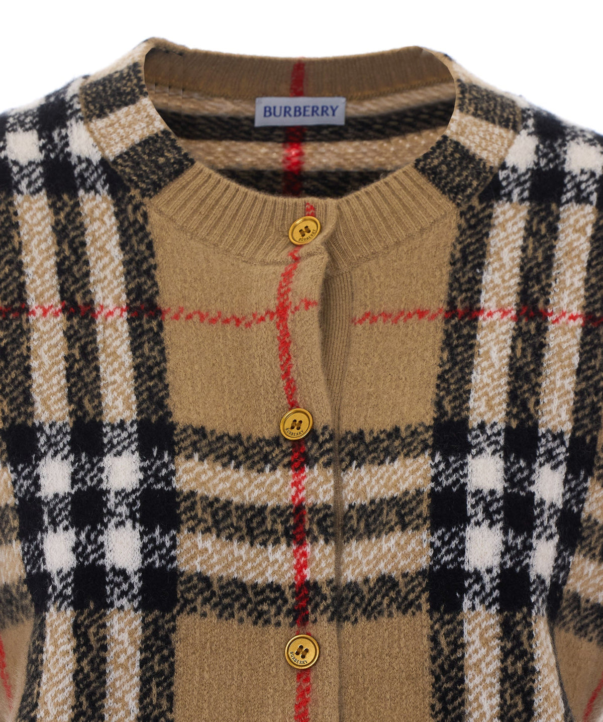 Burberry Women's Check Cashmere Cardigan in Beige - view 4