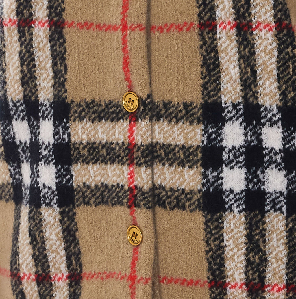 Burberry Women's Check Cashmere Cardigan in Beige - view 3