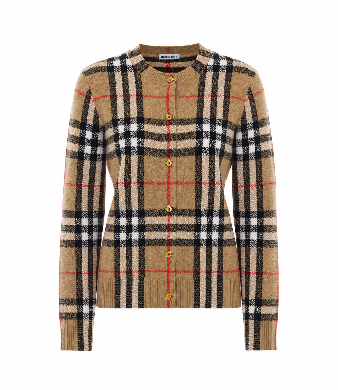 Burberry Women's Check Cashmere Cardigan in Beige - view 1