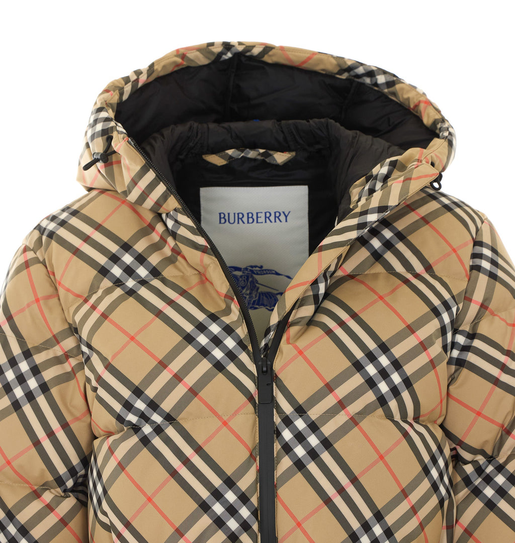 Burberry Women's Check Down Jacket in Beige Polyester - view 4