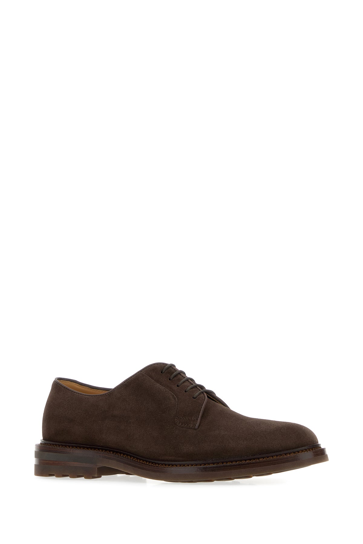 Brunello Cucinelli Men's Suede Lace-Up Shoes in Chocolate - view 2
