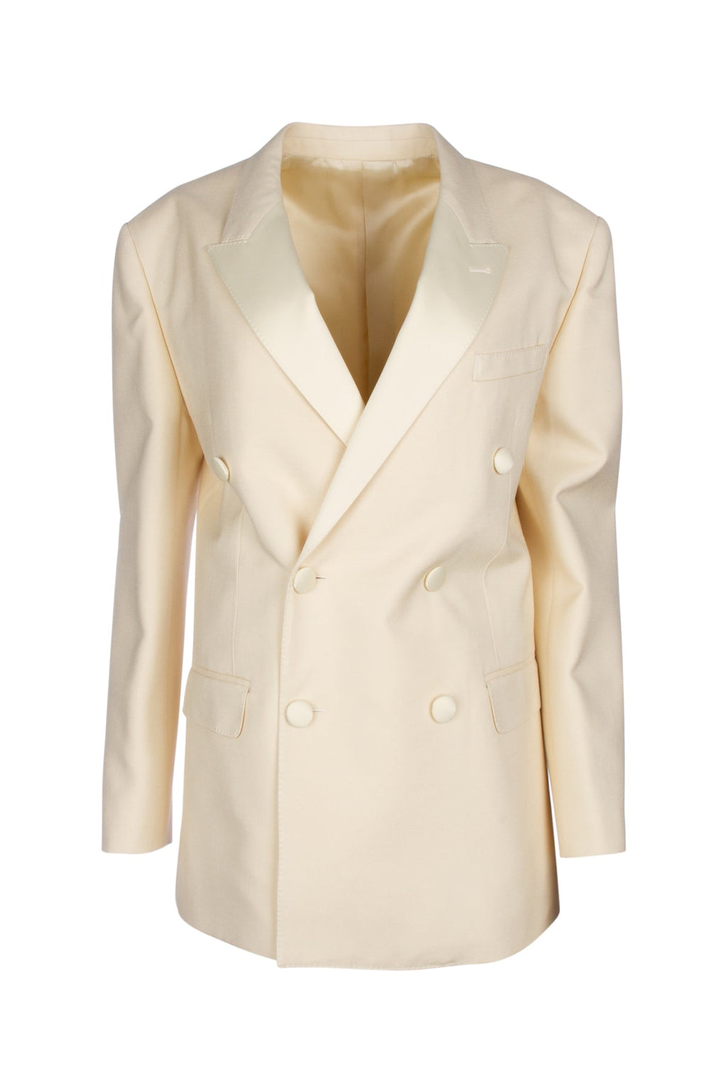 Celine Women's Silk Double-Breasted Blazer in Cream - view 1
