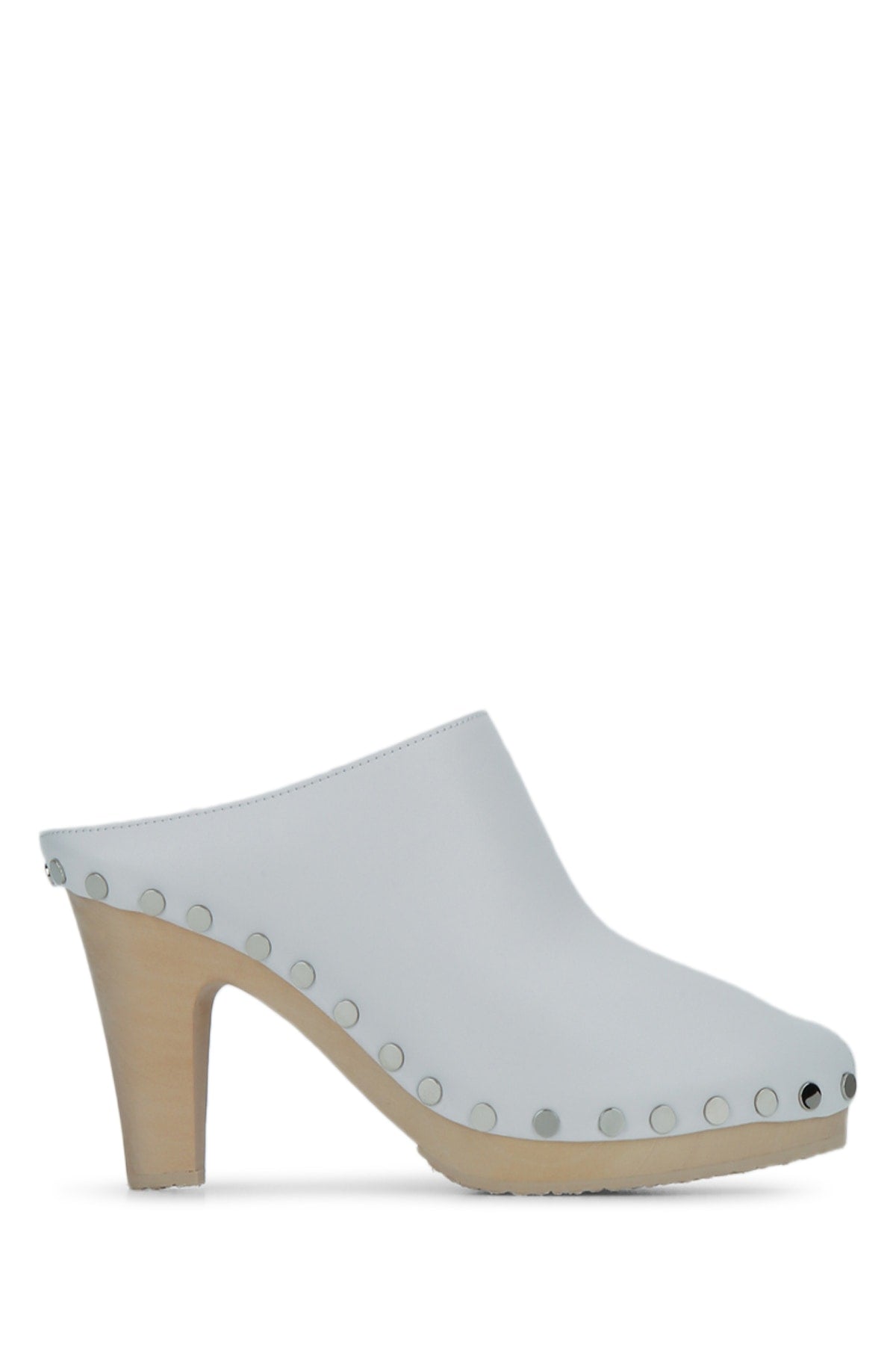 Celine Women's Leather Peep Toe Clogs in Light Blue - view 1