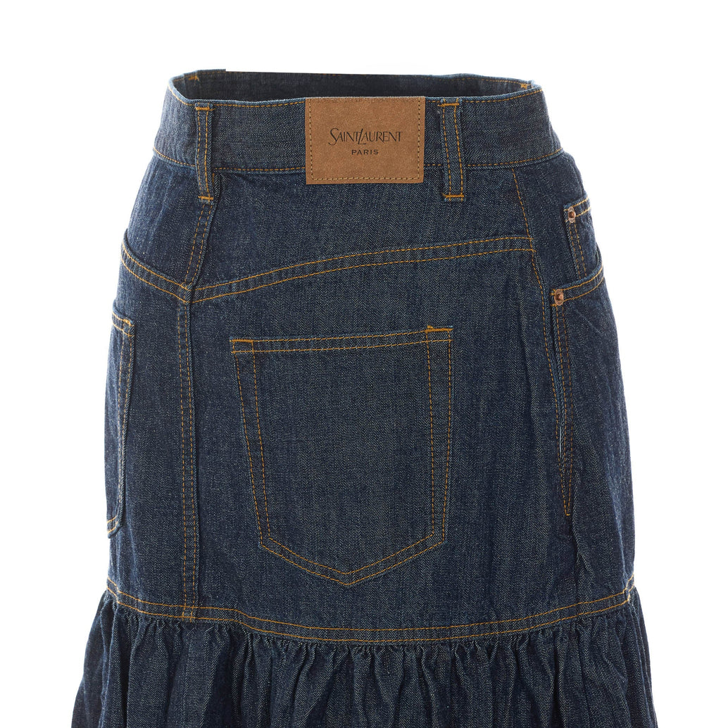 Saint Laurent Women's Country Denim Skirt in Denim Cotton - view 3