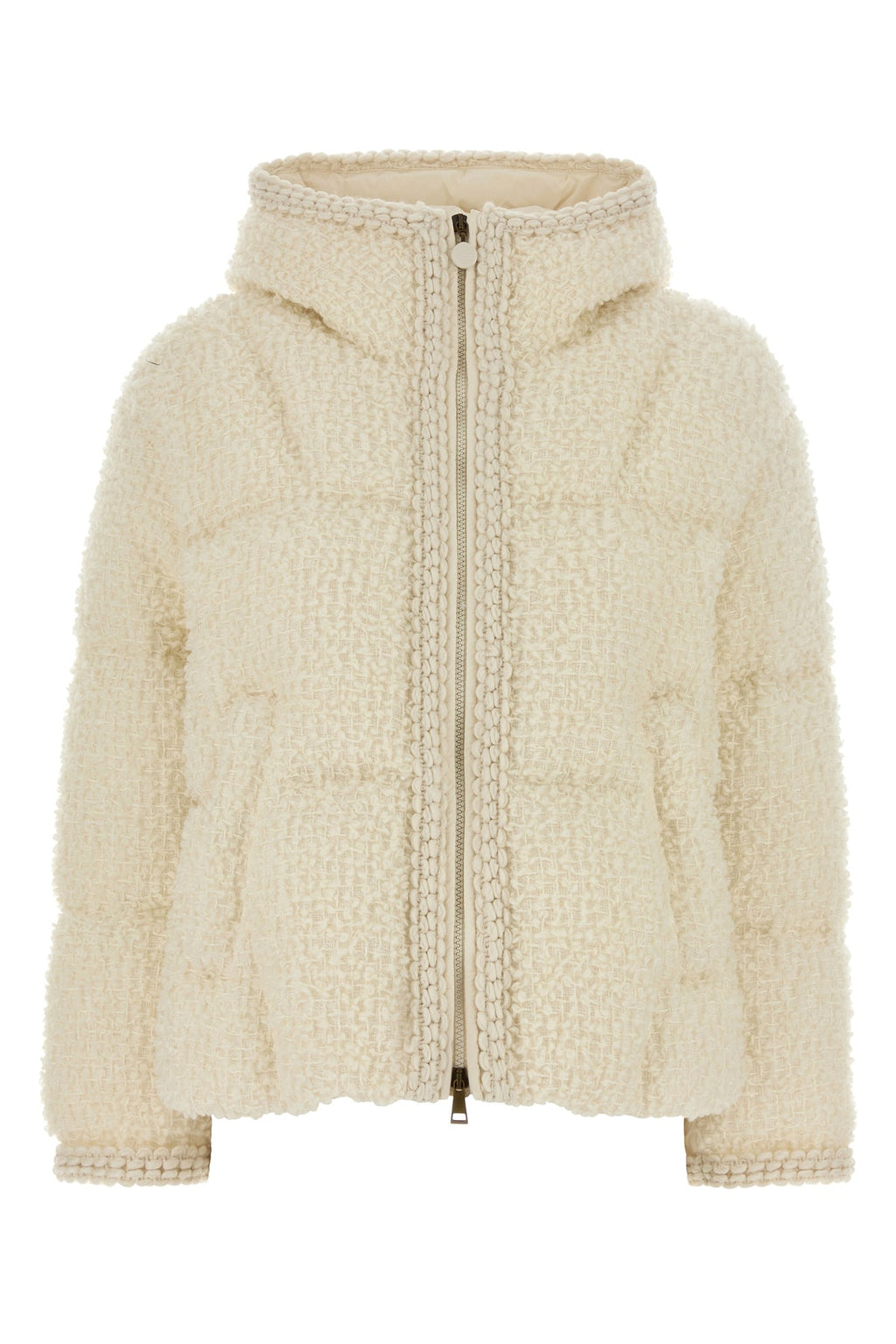 Moncler Women's Cristallin Boucle Down Jacket in Ivory