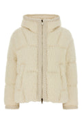 Moncler Women's Cristallin Boucle Down Jacket in Ivory
