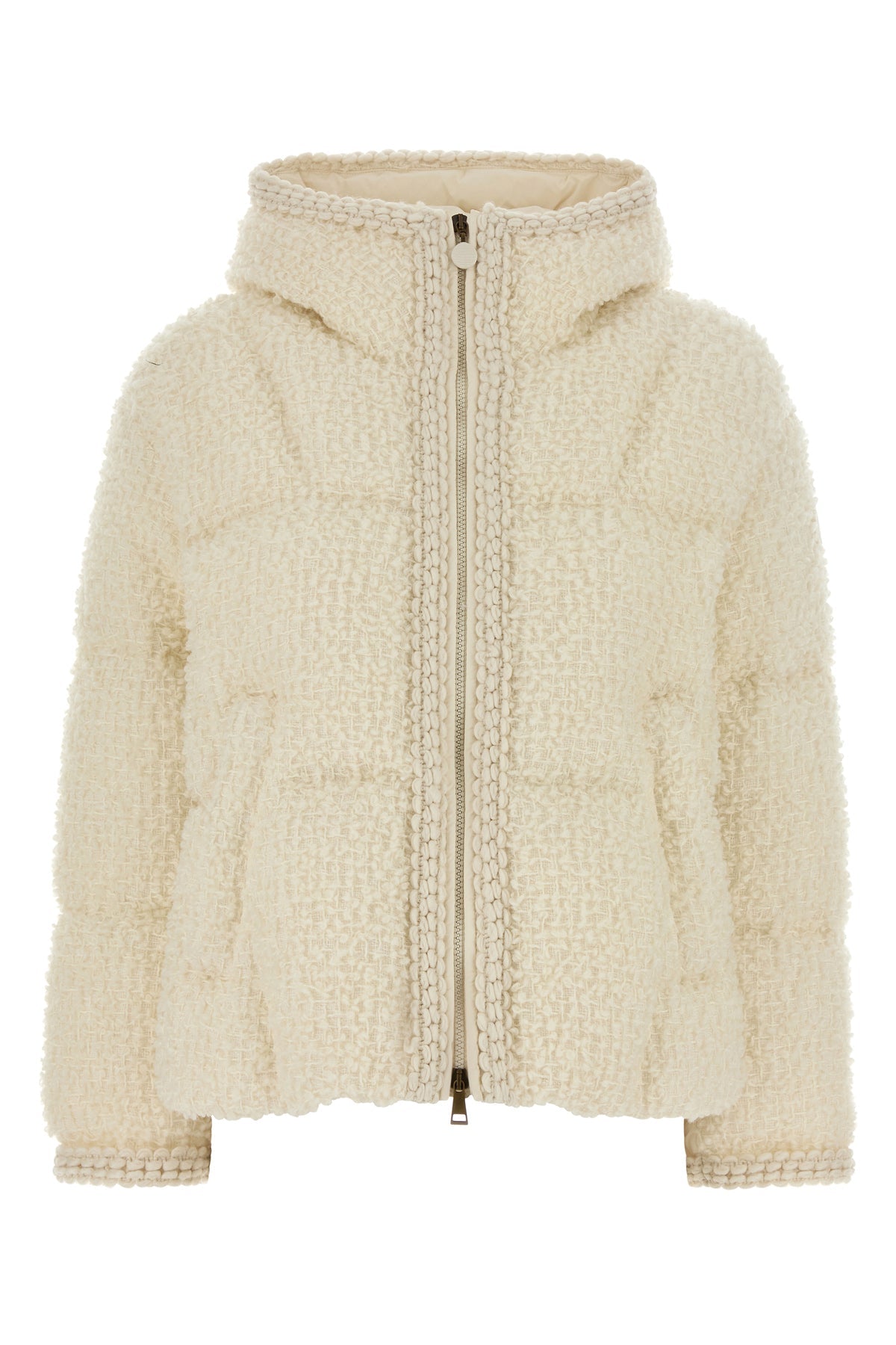 Moncler Women's Cristallin Boucle Down Jacket in Ivory