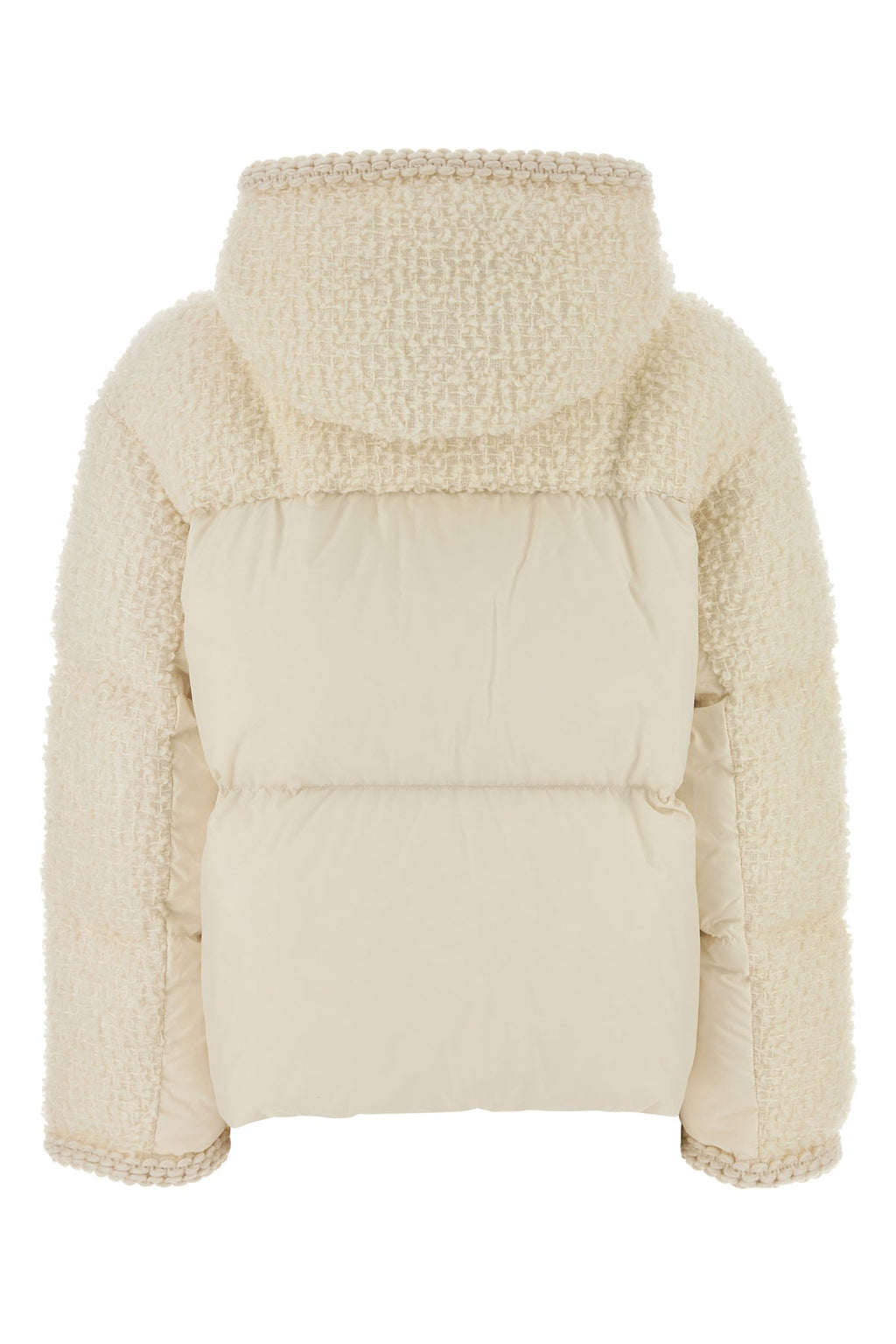 Moncler Women's Cristallin Boucle Down Jacket in Ivory