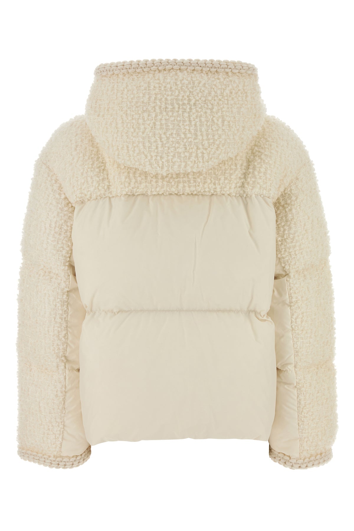 Moncler Women's Cristallin Boucle Down Jacket in Ivory