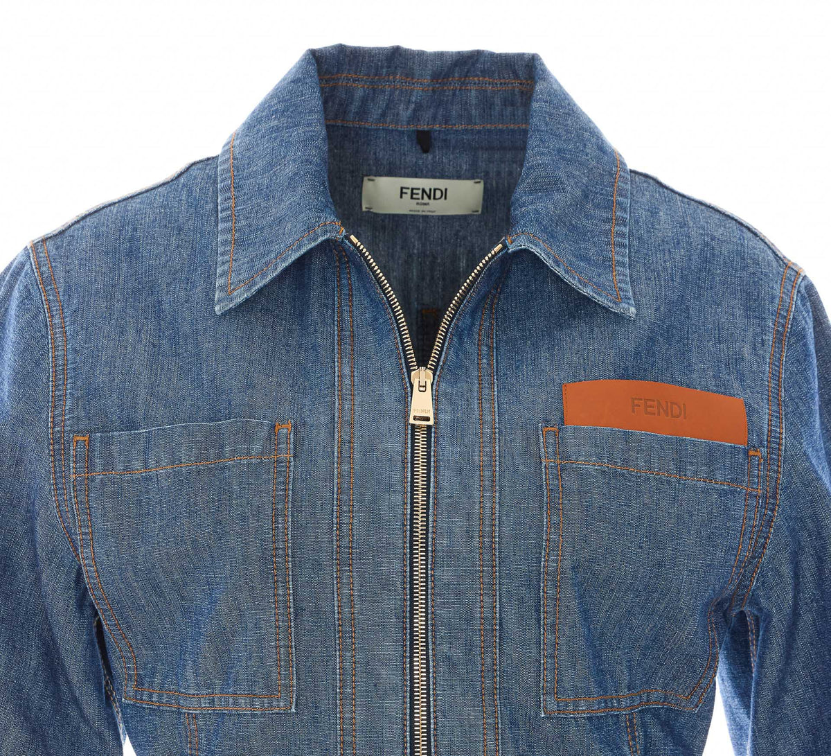 Fendi Women's Denim Dress with Fendi Maxi Patch in Denim - view 4