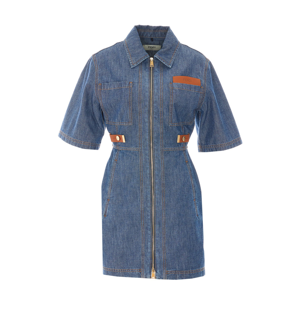 Fendi Women's Denim Dress with Fendi Maxi Patch in Denim - view 1