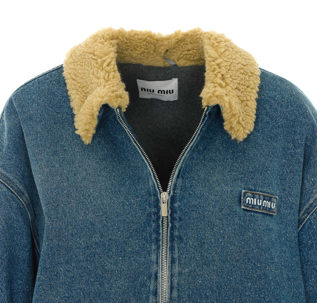 Miu Miu Women's Denim Logo Blosuon in Denim Wool - view 4