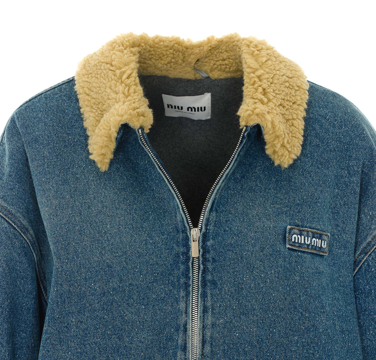 Miu Miu Women's Denim Logo Blosuon in Denim Wool - view 4