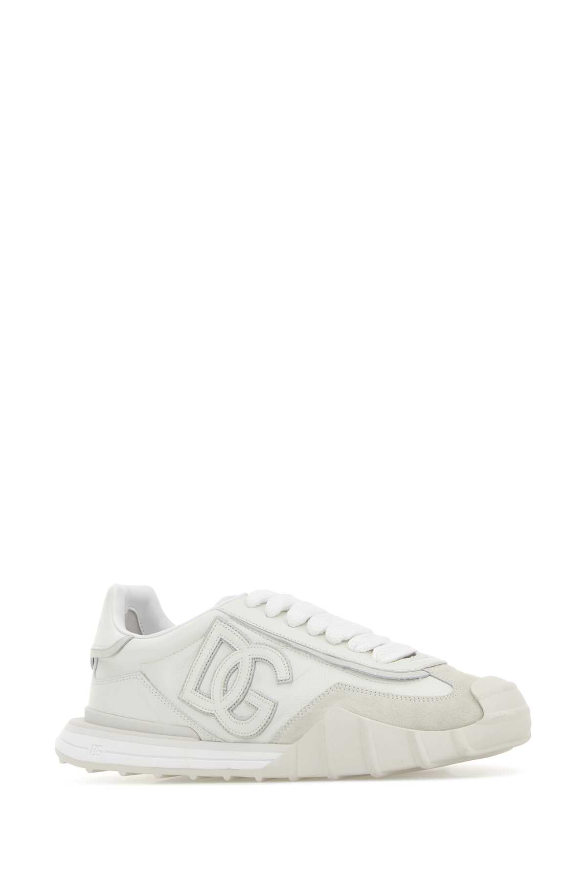 Dolce＆gabbana Men's Suede Sneakers in White - view 2