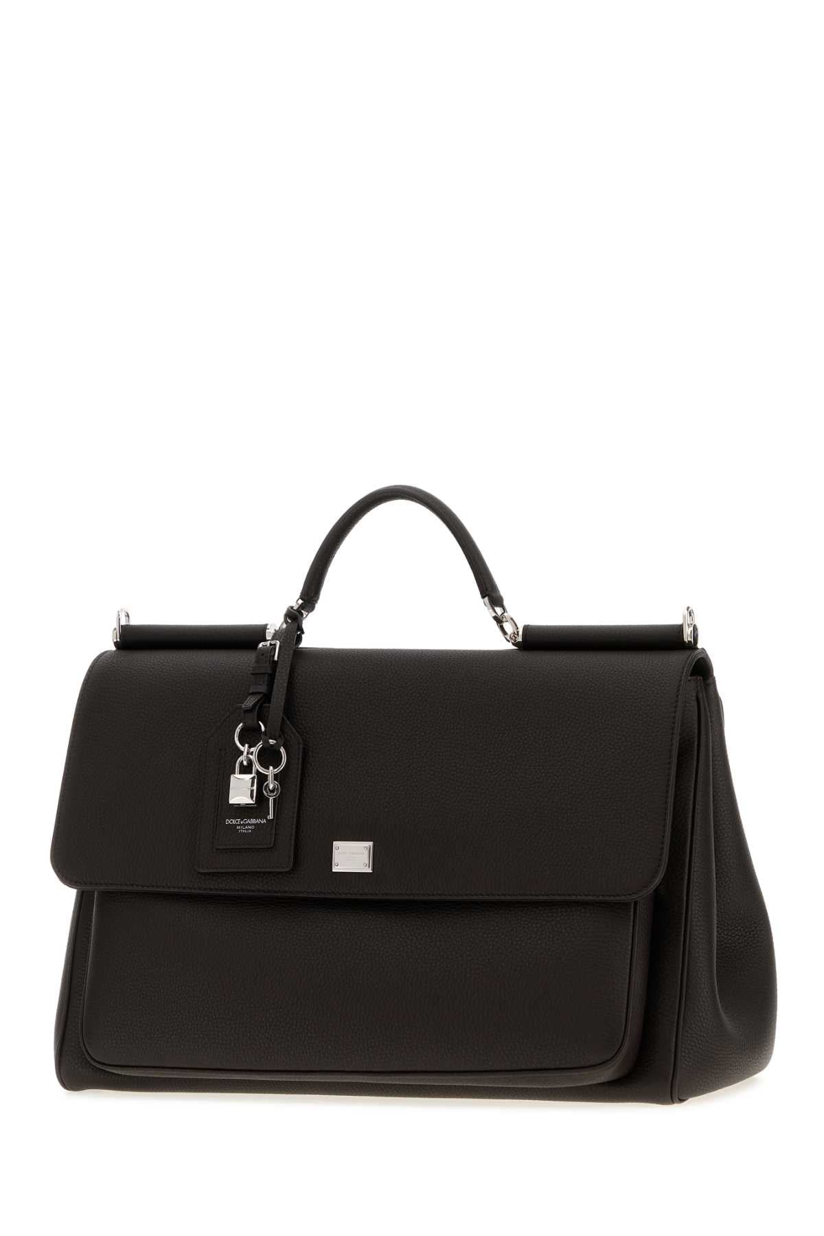 Dolce＆gabbana Men's Leather Top-Handle Tote in Black - view 2