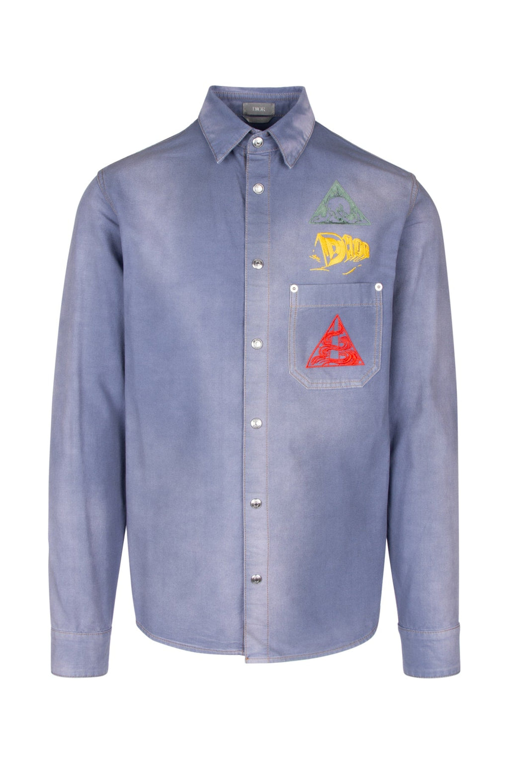 Dior Men's Cotton Patch Shirt in Light Blue - view 1