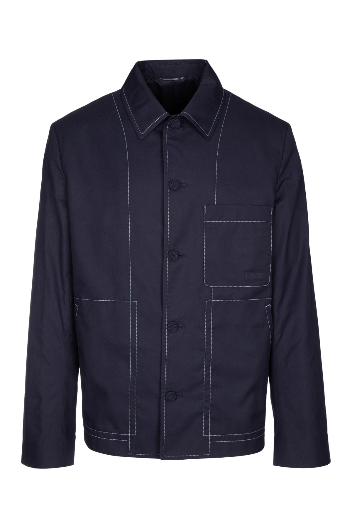Dior Men's Cotton Silk Work Jacket in Dark Blue - view 1