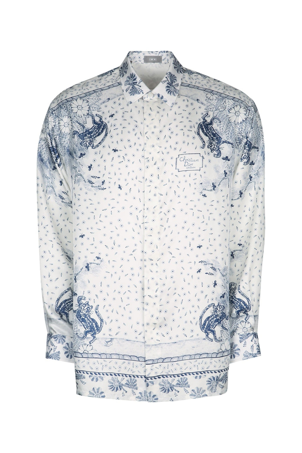 Dior Men's Silk Printed Shirt in White - view 1