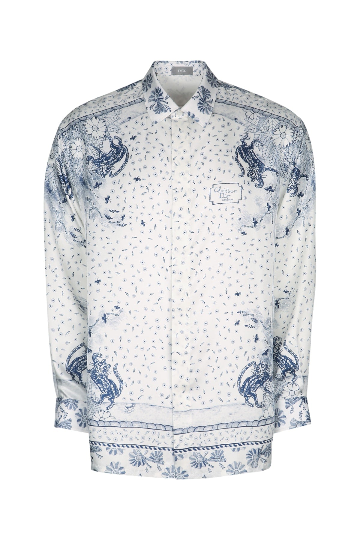 Dior Men's Silk Printed Shirt in White - view 1