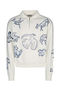 Dior Men's Cotton Embroidered Half Zip Sweatshirt in White - view 1