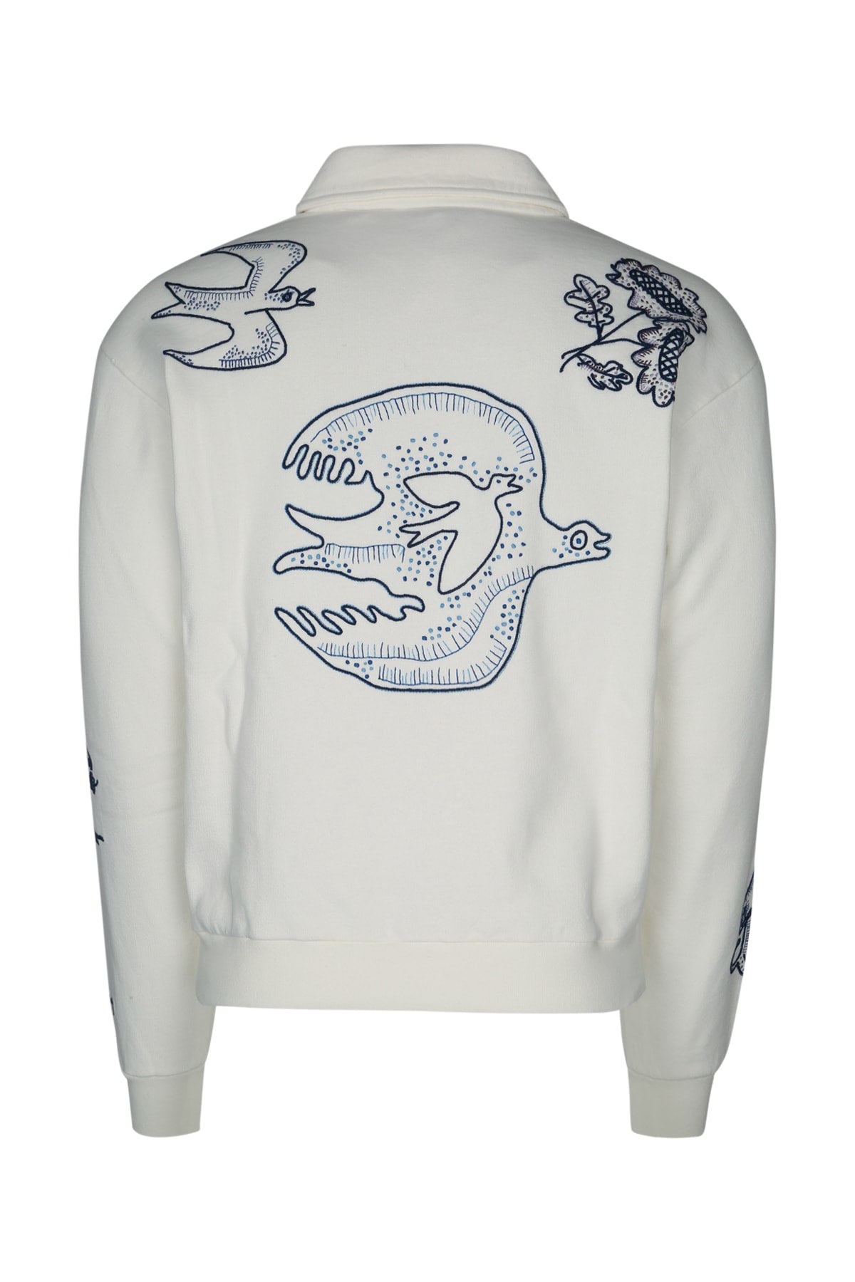 Dior Men's Cotton Embroidered Half Zip Sweatshirt in White - view 2