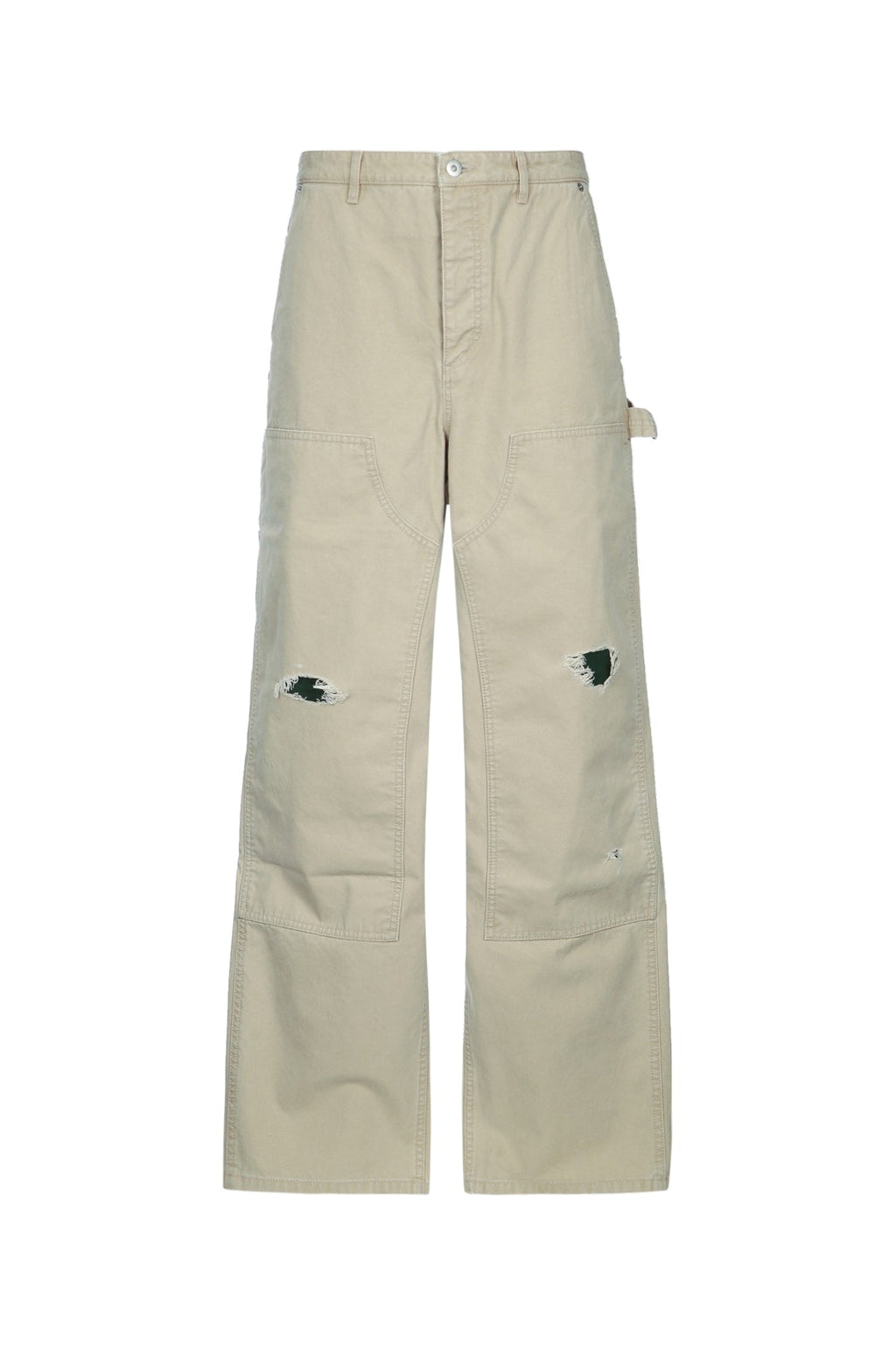 Dior Men's Distressed Denim Wide Jeans in Beige - view 1