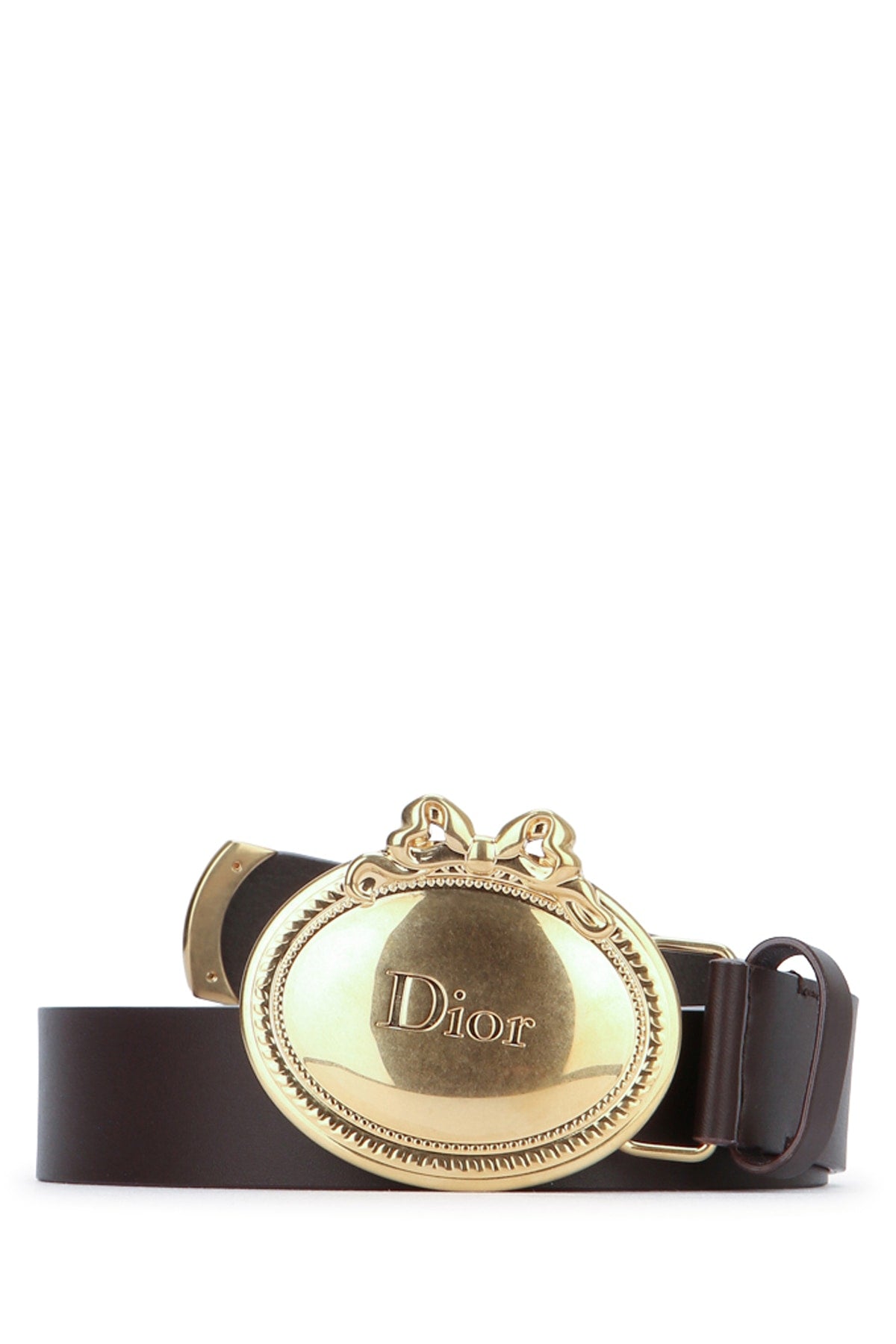 Dior Men's Calfskin Medallion Belt in Dark Brown - view 1
