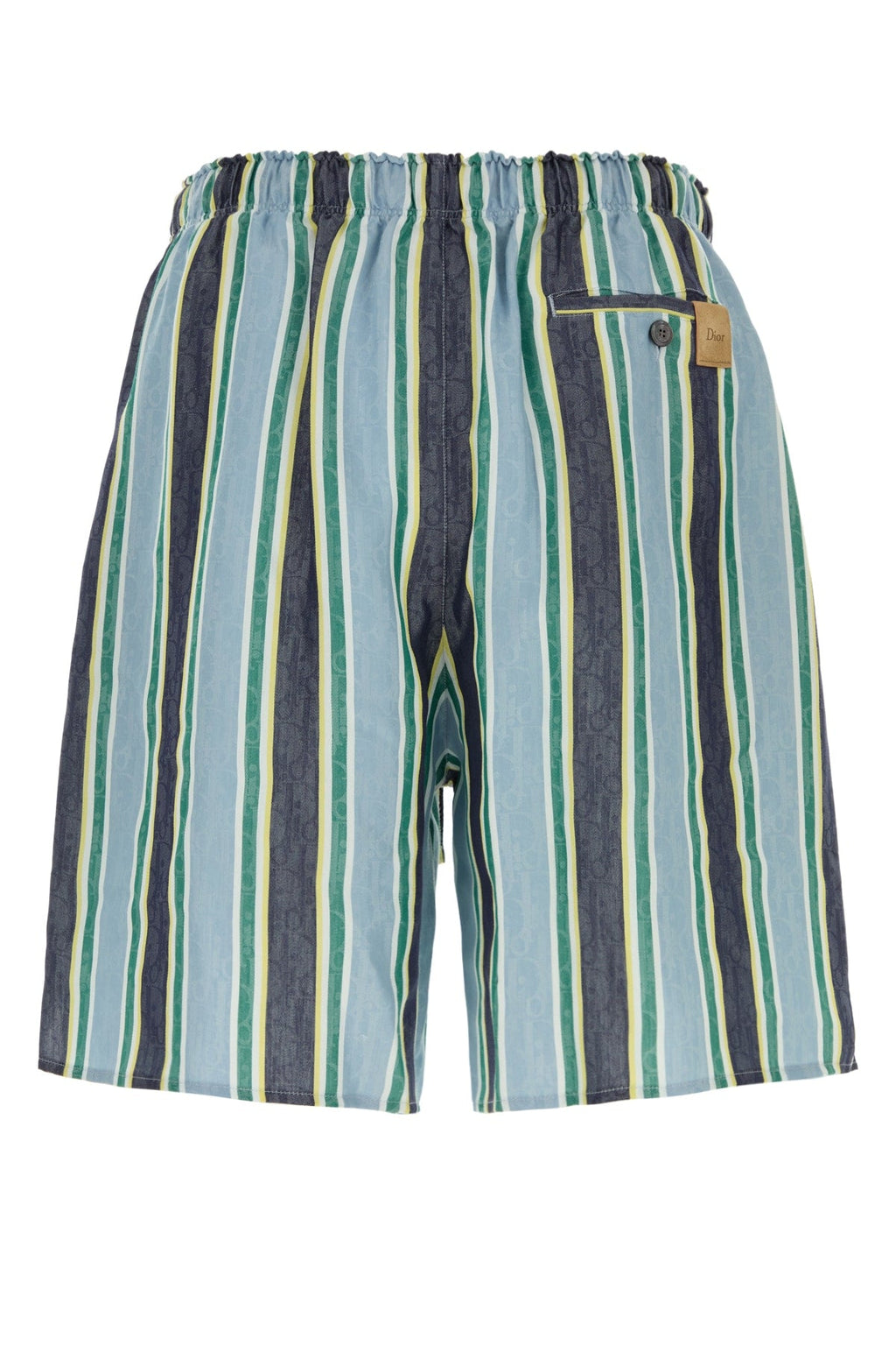 Dior Men's Cotton Silk Striped Shorts in Blue - view 2