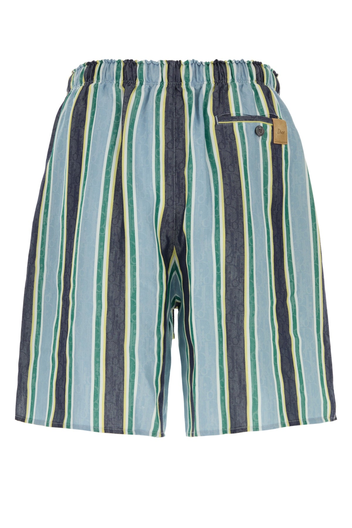 Dior Men's Cotton Silk Striped Shorts in Blue - view 2