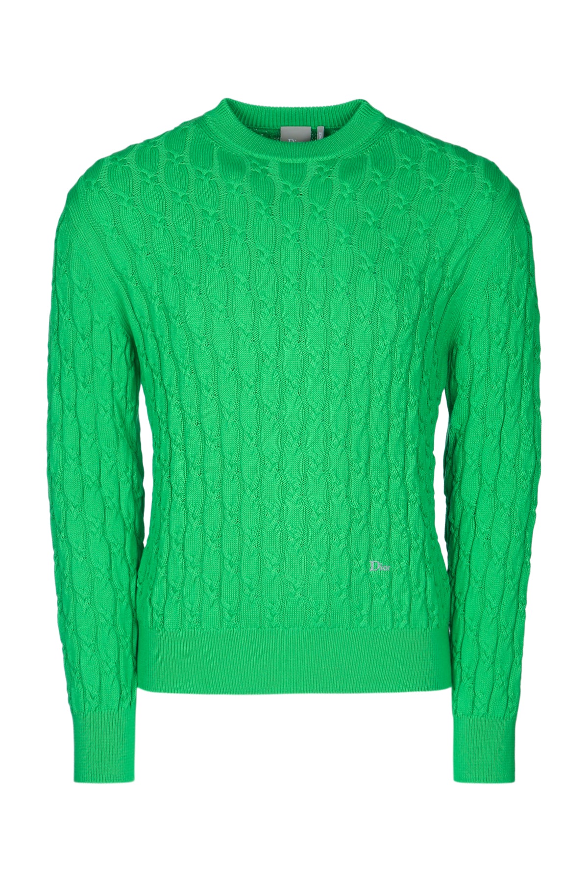 Dior Men's Cotton Cable Knit Sweater in Green - view 1