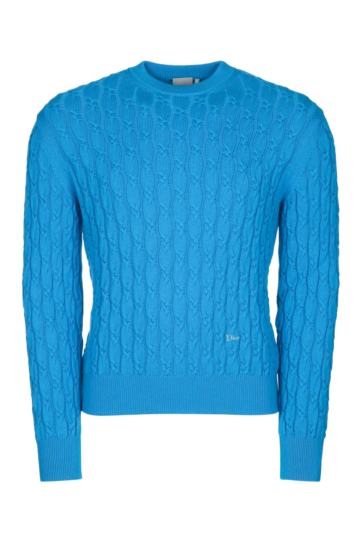 Dior Men's Cotton Cable Knit Sweater in Blue - view 1