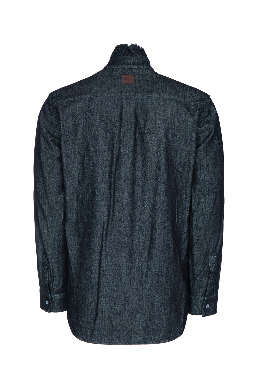 Dior Men's Cotton Silk Ruffled Collar Shirt in Navy Blue - view 2