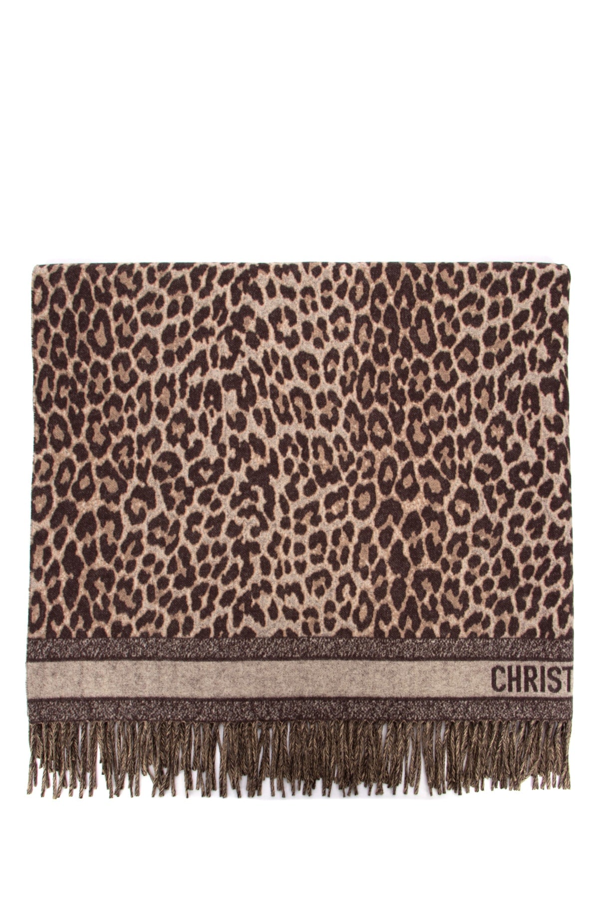 Dior Women's Leopard Print Scarf in Brown - view 1