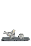 Dior Women's Logo Leather Slide Sandals in Grey - view 1
