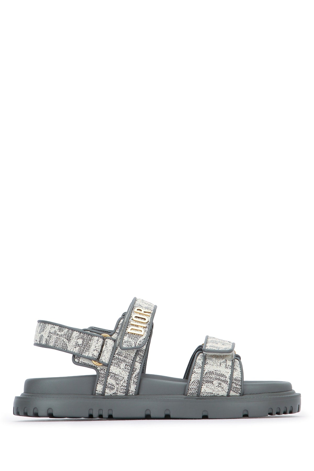 Dior Women's Logo Leather Slide Sandals in Grey - view 1