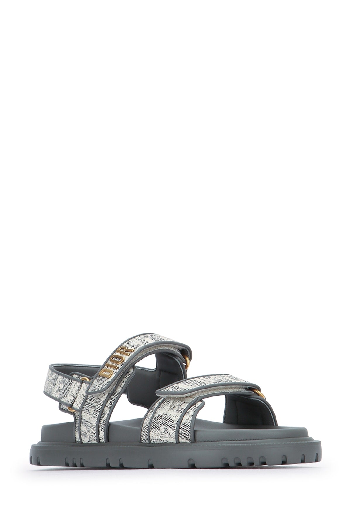 Dior Women's Logo Leather Slide Sandals in Grey - view 2