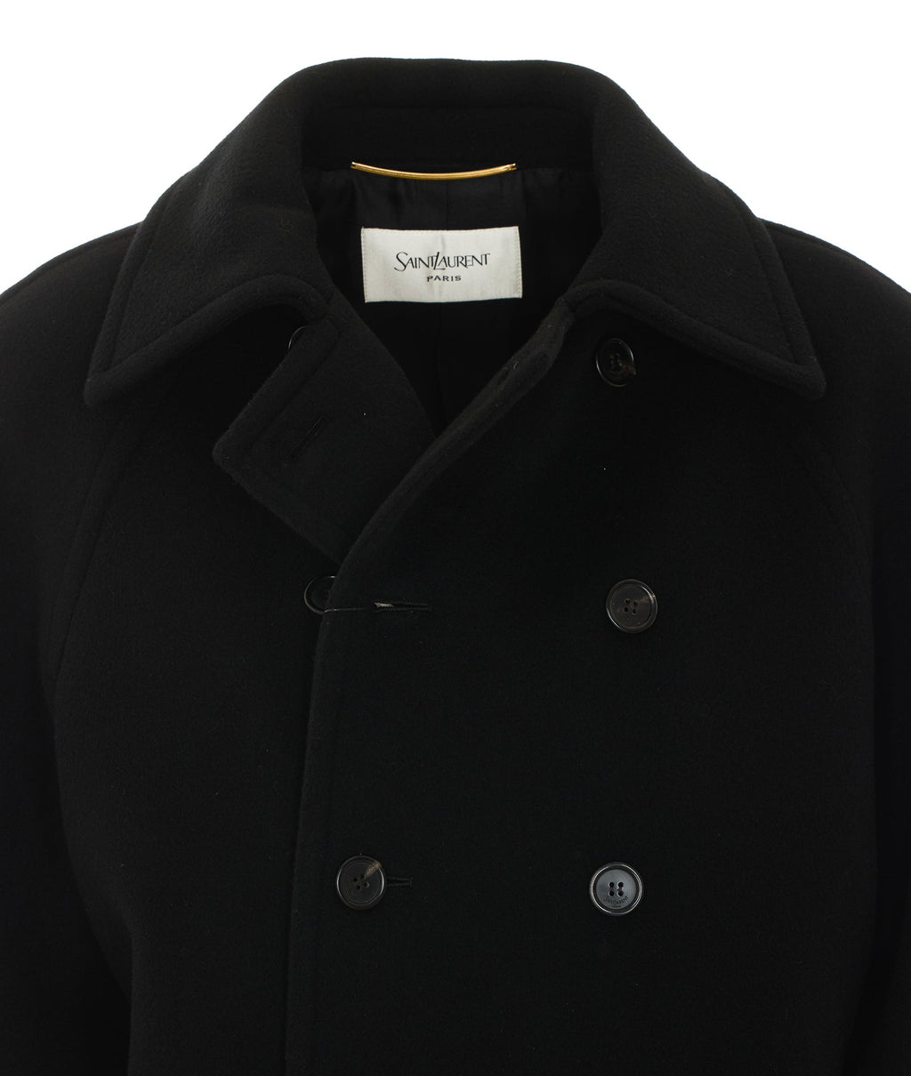 Saint Laurent Women's Double Breasted Coat in Black Silk - view 4