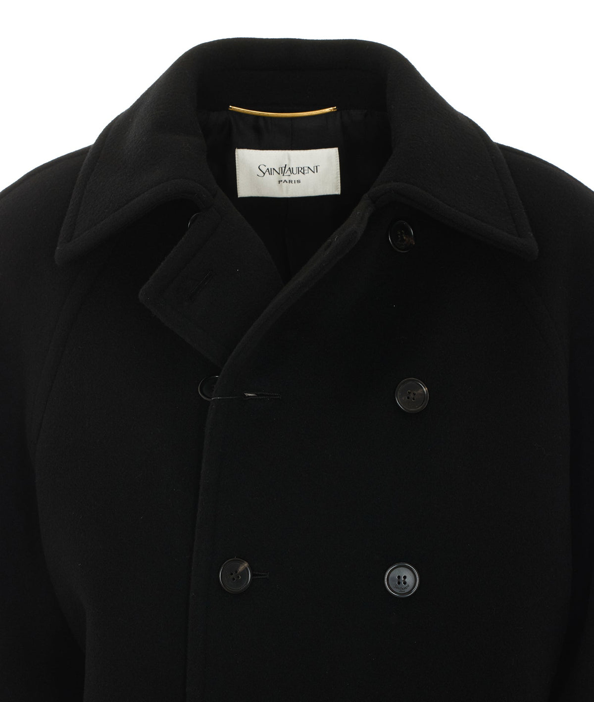 Saint Laurent Women's Double Breasted Coat in Black Silk - view 4