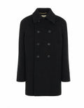 Saint Laurent Women's Double Breasted Coat in Black Silk - view 1