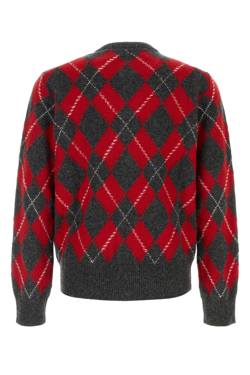 Ami Paris Men's Embroidered Wool Cardigan in Red/Navy - view 2
