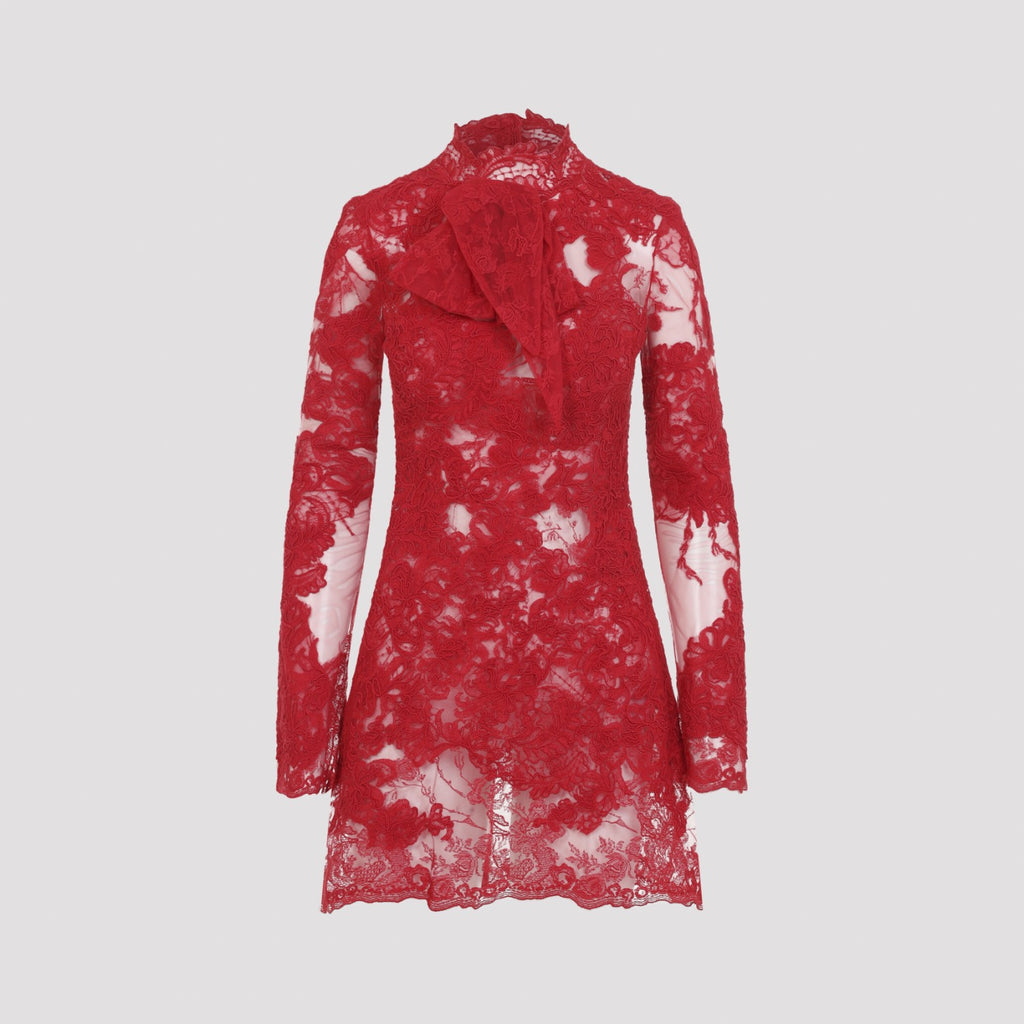 Ermanno Scervino Women's Lace Mini Dress in Red