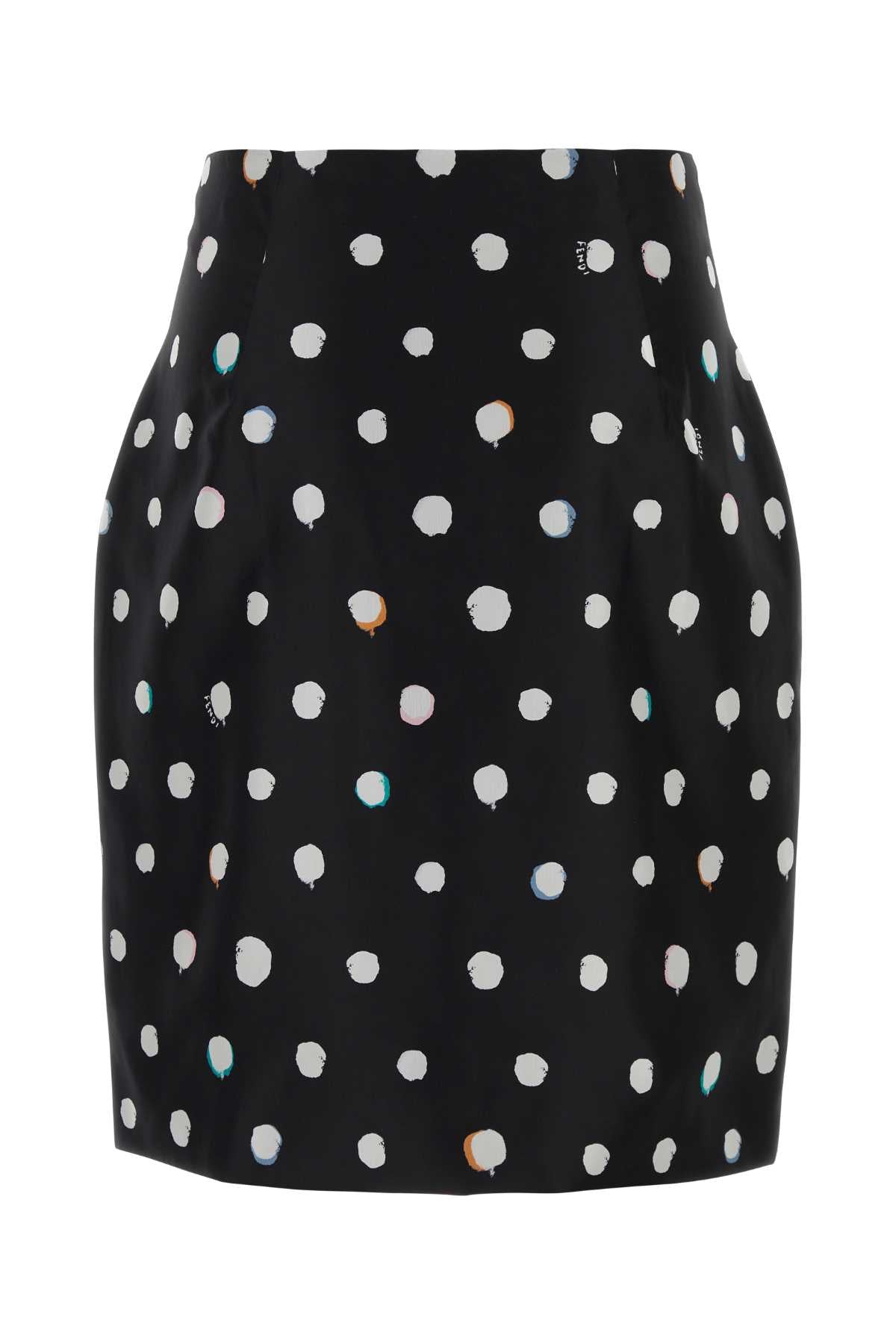 Fendi Women's Polka Dot Silk Skirt in Navy - view 2