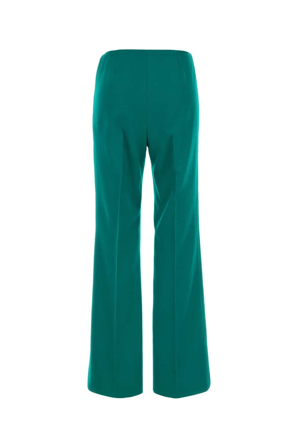Fendi Women's Wide Virgin Wool Trousers in Green - view 2