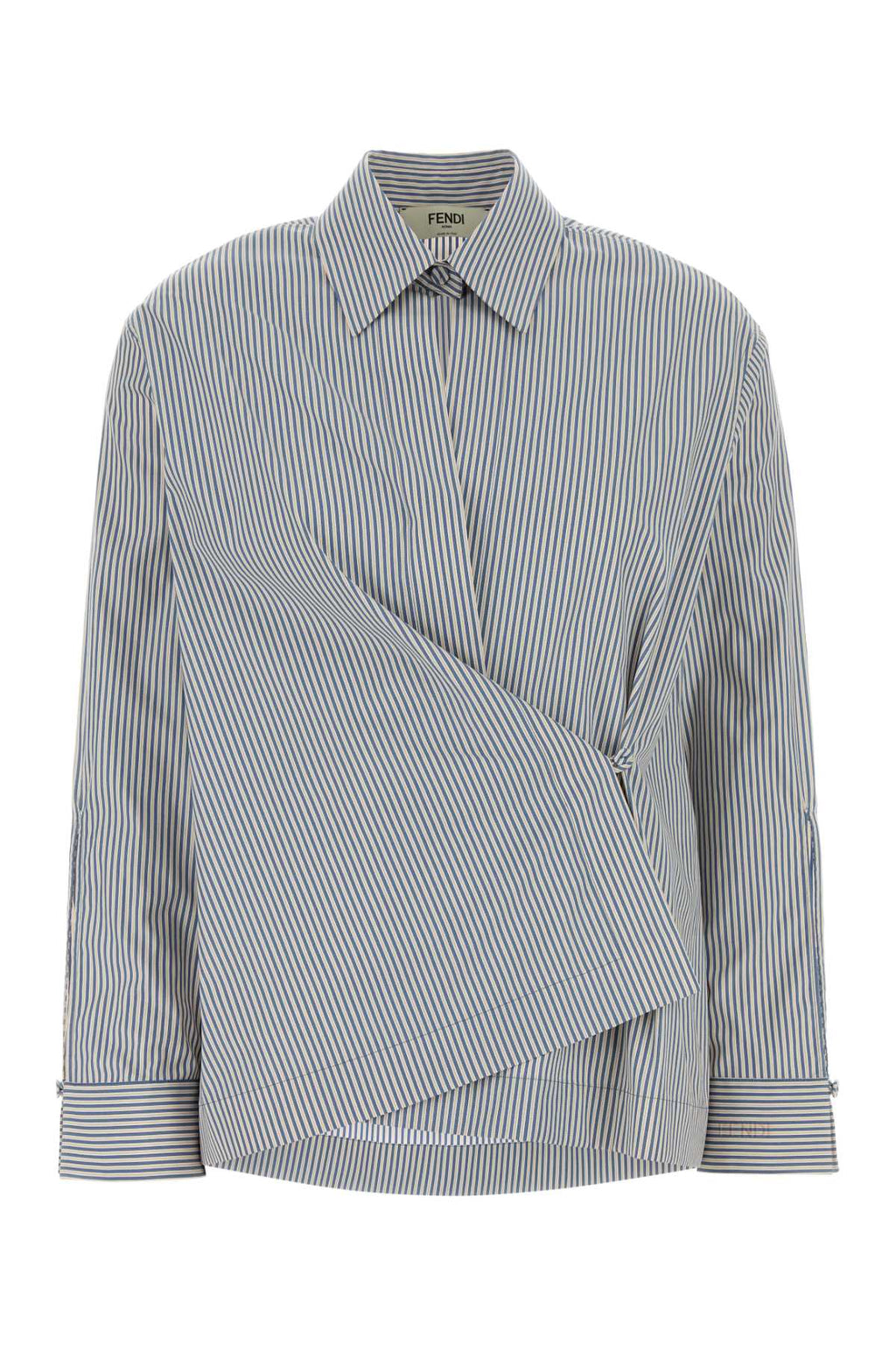Fendi Women's Striped Cotton Shirt in Light Blue - view 1