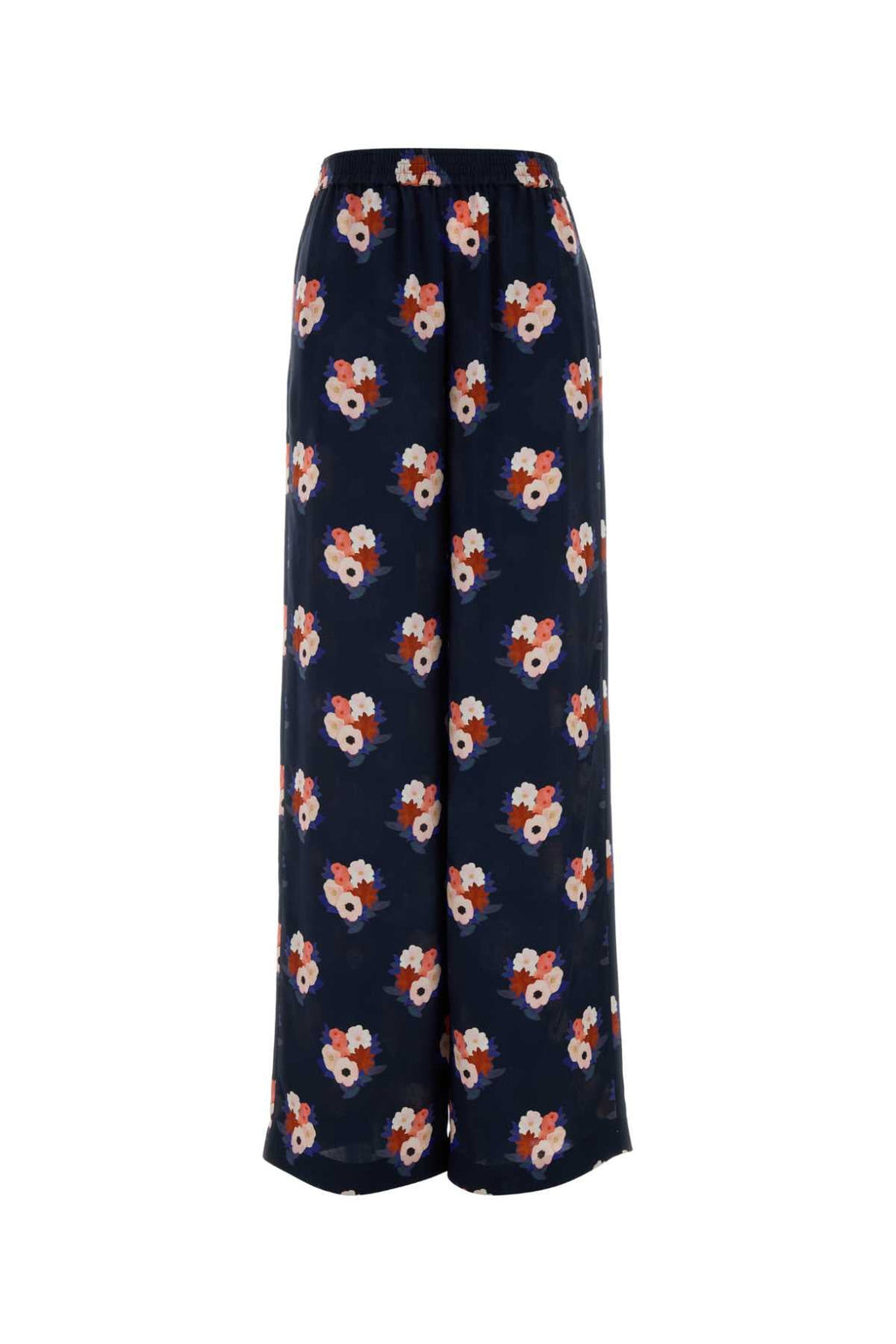 Fendi Women's Silk Floral Jacquard Trousers in Navy - view 1