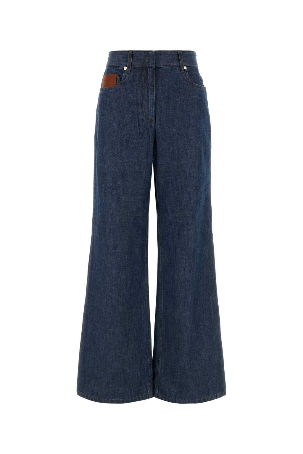 Fendi Women's Wide Denim Trousers in Dark Blue - view 1