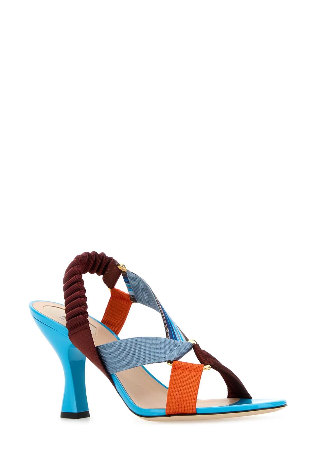 Fendi Women's Fabric Double Strap Sandals in Multicolour - view 2