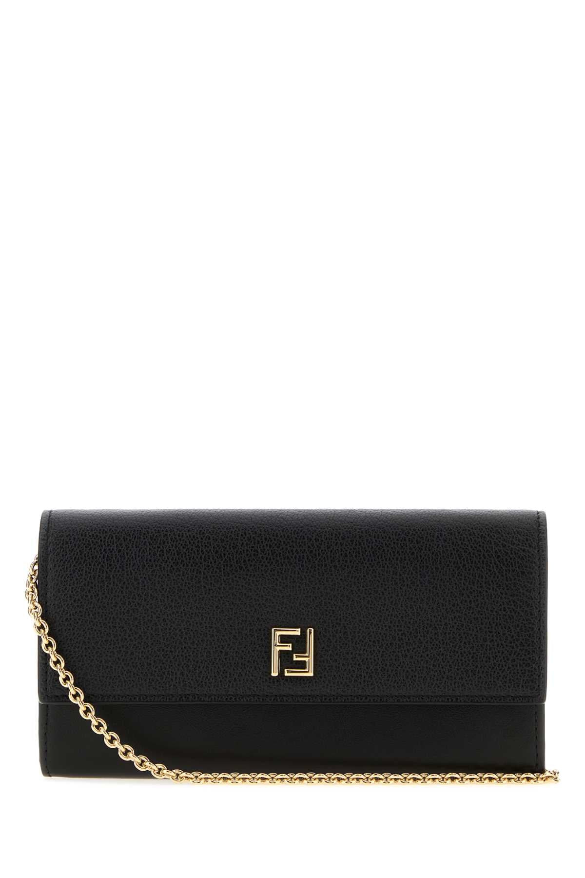Fendi Women's Leather Chain Wallet in Black - view 1